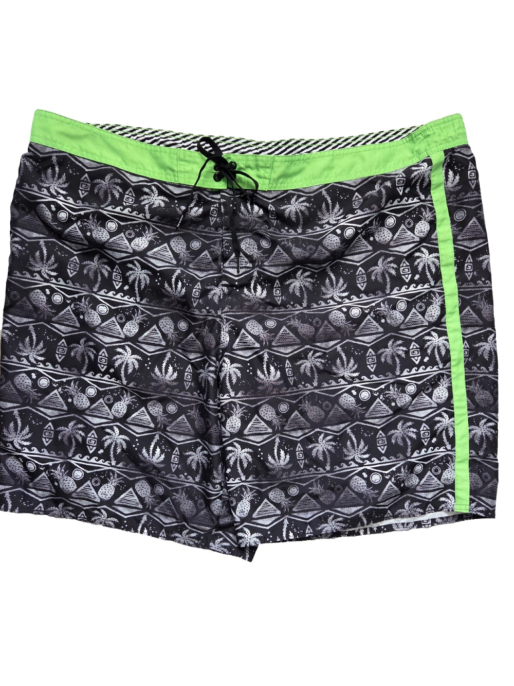 Men's Joe Boxer Swim Trunks XXL Black Green Patterned